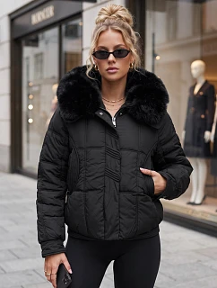 Krátka dámska zimná prešívaná bunda, čierna, FashionStreet TY6037