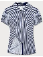 Tmavo modro-biela dámska pruhovaná košeľa s krátkymi rukávmi (SSD2021D) Tmavo modro-biela dámska pruhovaná košeľa s krátkymi rukávmi (SSD2021D)