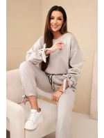 Dámsky viskózový set s viazankami butter dark beige