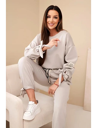 Dámsky viskózový set s viazankami butter dark beige