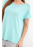 Dámska viskózna blúzka oversize s krátkymi rukávmi a okrúhlym výstrihom mätovej farby Dámska viskózna blúzka oversize s krátkymi rukávmi a okrúhlym výstrihom mätovej farby