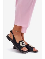 Sandały Damskie Z Ozdobnym Detalem S.Barski KV51-081 Czarne