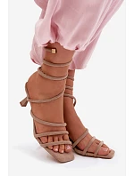 Dámské sandály na podpatku s pásky Béžové Samara