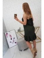 Šaty s tenkým pásikom khaki