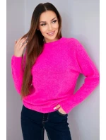 Dámsky detský sveter z alpaky s dlhými rukávmi neónovo ružovej farby Dámsky detský sveter z alpaky s dlhými rukávmi neónovo ružovej farby