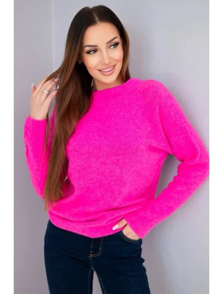 Dámsky detský sveter z alpaky s dlhými rukávmi neónovo ružovej farby Dámsky detský sveter z alpaky s dlhými rukávmi neónovo ružovej farby
