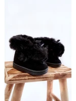 Dziecięce Młodzieżowe Ocieplane Botki Śniegowce Czarne Roofy