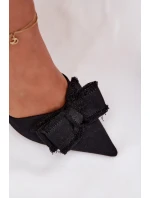 Dámské sandály na podpatku s mašlí Černé Hestia