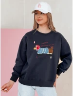 Dámska nadrozmerná vyšívaná mikina DOGSWEETY navy blue FashionStreet BY1480 Dámska nadrozmerná vyšívaná mikina DOGSWEETY navy blue FashionStreet BY1480