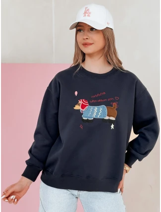 Dámska nadrozmerná vyšívaná mikina DOGSWEETY navy blue FashionStreet BY1480 Dámska nadrozmerná vyšívaná mikina DOGSWEETY navy blue FashionStreet BY1480
