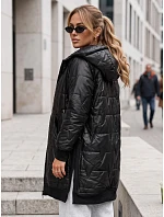 Dlhá dámska prešívaná bunda s kapucňou, čierna, FashionStreet TY5809 Dlhá dámska prešívaná bunda s kapucňou, čierna, FashionStreet TY5809