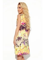 296-8 VICTORIA Trapézové šaty - žltá leopardia potlač