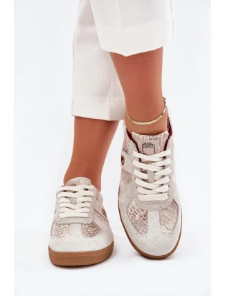 Sneakersy Damskie Daniel Lopez Just Dare SS2D4032 Zwierzęcy Wzór Beżowe