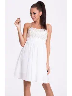 EVA & LOLA dámske značkové šaty s rozšírenou sukňou biele - Biela / L - EVA & LOLA