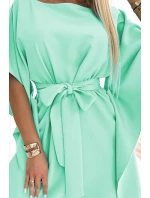 287-31 SOFIA Dámske šaty s motýlikom a viazaním v páse - MINT