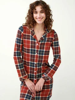 Vamp - Vianočná nočná košeľa s gombíkmi v škótskom tartane 21511 - Vamp