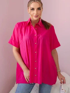 Bavlnené tričko s krátkymi rukávmi fuchsiová