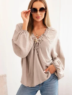 Dámska blúzka z viskózy s výstrihom a lemovaním fango