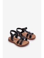 Sandałki Dziecięce Zapinane Na Rzep Czarne Sarniema