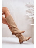 Zamszowe Kozaki Damskie Do Połowy Łydki Na Zamek Lewski 3616 Beżowe Zamszowe Kozaki Damskie Do Połowy Łydki Na Zamek Lewski 3616 Beżowe