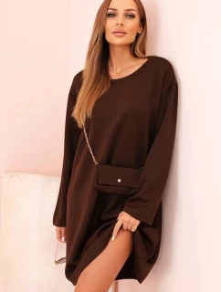 Dámske šaty voľného strihu s retiazkou IT-85 Tmavo fialové - K-Fashion