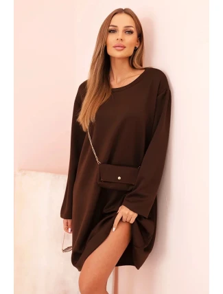 Dámske šaty voľného strihu s retiazkou IT-85 Tmavo fialové - K-Fashion