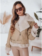 Dámska zimná bunda s kožušinou béžová FashionStreet TY4993
