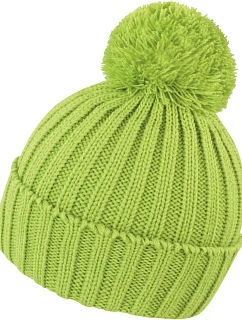 Result Headwear R 369X Pletená čiapka s bambulou 28.369X limetková
