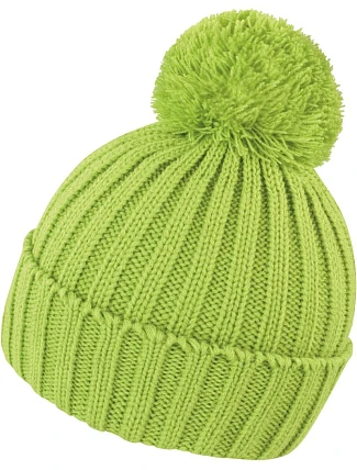 Result Headwear R 369X Pletená čiapka s bambulou 28.369X limetková