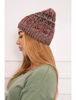 Fleecová čiapka Melisa K241 vínová + béžová