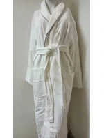 ACTION Velúrový froté župan biely s prúžkom - Vestis