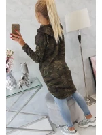 Mikina moro s dlhým chrbtom khaki+zelená