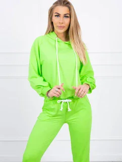 Súprava mikiny s kapucňou neónovo zelená