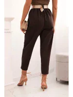 Letné nohavice Punto so zapínaním na nohaviciach hnedé