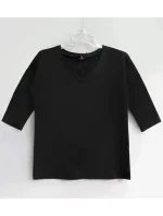 Hladká dámska blúzka s výstrihom do V Hladká dámska blúzka s výstrihom do V