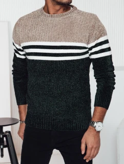 Pánsky pruhovaný zelený sveter FashionStreet WX2231