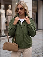 Dámska semišová bunda typu bomber, zelená, FashionStreet TY5959 Dámska semišová bunda typu bomber, zelená, FashionStreet TY5959