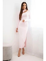Dámske jednofarebné šaty s asymetrickým výstrihom candy pink Dámske jednofarebné šaty s asymetrickým výstrihom candy pink