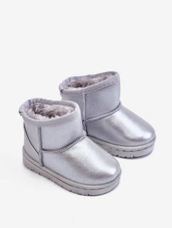 Ocieplane Dziecięce Botki Śniegowce Srebrne Scooby