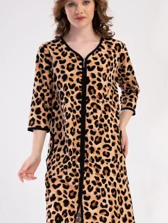 Dámske domáce šaty s trojštvrťovým rukávom Leopard