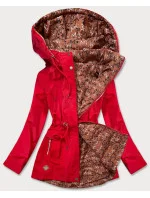 Červená dámska obojstranná bunda - parka / prešívaná (CAN-621) Červená dámska obojstranná bunda - parka / prešívaná (CAN-621)