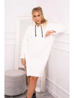 Šaty s kapucňou a bočným rázporkom ecru