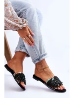 Damskie Klapki Z Modnymi Ozdobami S.Barski KV-576-4 Czarne