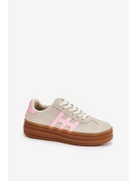 Sneakersy Damskie Na Platformie Beżowe Syliyana