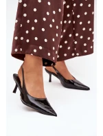 Lakierowane Czółenka Na Szpilce Z Odkrytą Piętą Czarne Talira