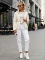 Dámska prešívaná bunda s kapucňou ecru FashionStreet TY5533 Dámska prešívaná bunda s kapucňou ecru FashionStreet TY5533