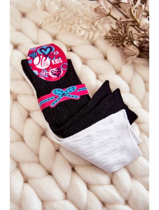 Młodzieżowe Wysokie Skarpetki Do Kolan 2-Pak Czarno-Białe