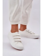 Młodzieżowe Niskie Trampki Na Rzep Białe Dilan