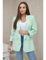 Elegantné sako s klopami svetlej mentolovej farby