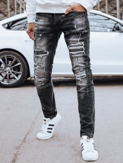 Pánske čierne džínsové nohavice FashionStreet UX4245